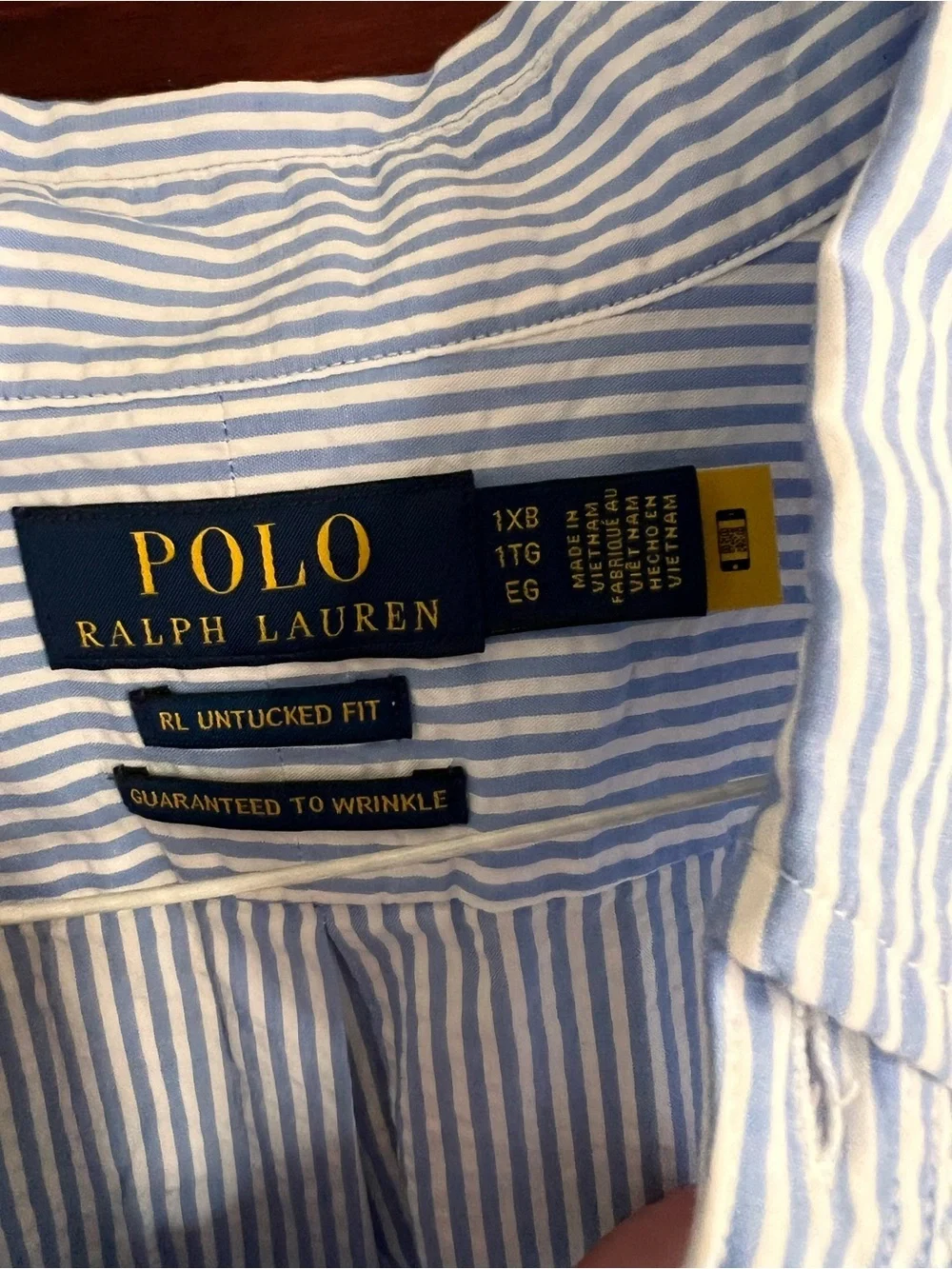 NWT Polo Ralph Lauren Men’s Seersucker Untucked Fit Short Sleeve Button Down 1XB